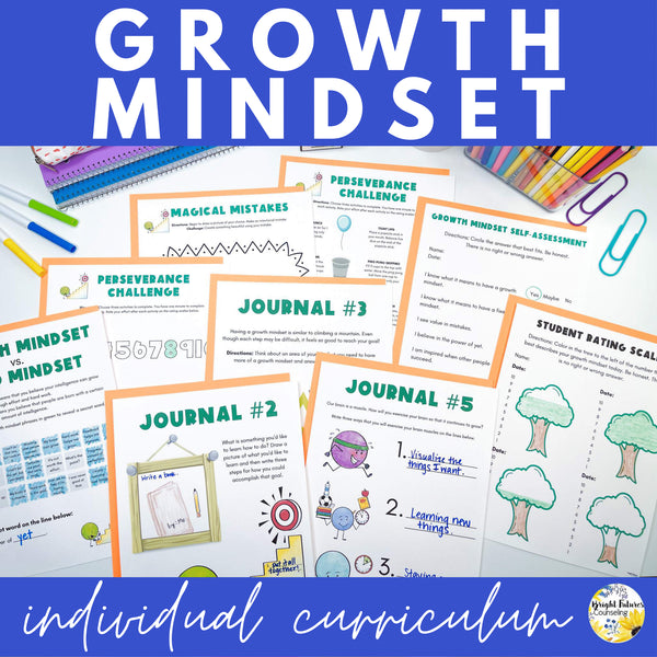Growth Mindset Individual Counseling Curriculum | Strategies and Data Tracking